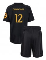 Real Madrid Eduardo Camavinga #12 Alternativní dres pro děti 2023-24 Krátký Rukáv (+ trenýrky)